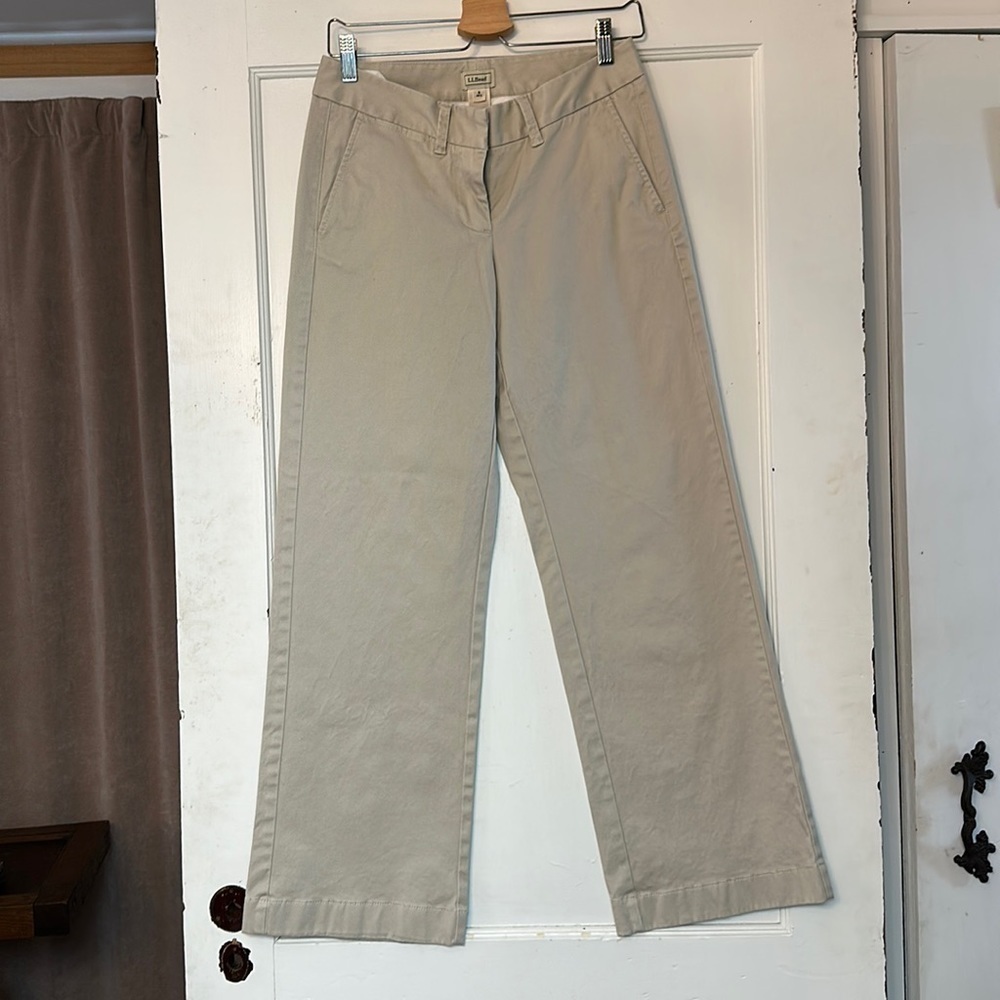L.L.Bean 100% Cotton Khaki Bootcut Pants Stone Tan Classic Prep Women’s
